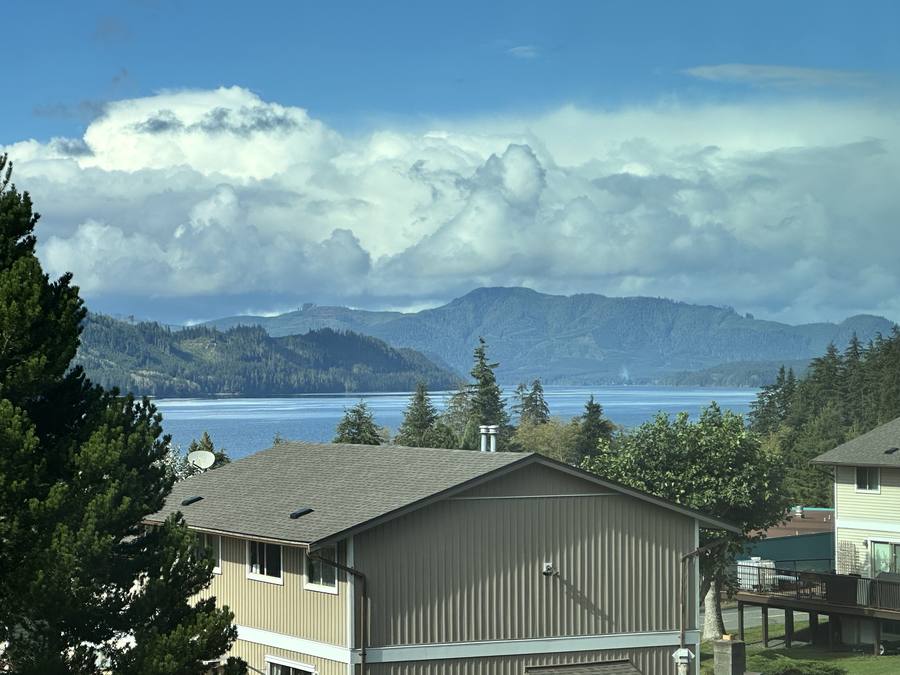 View over Neroutsos Inlet at Port Alice on northern Vancouver Island, taken on a Western Provincial Movers job in September 2024